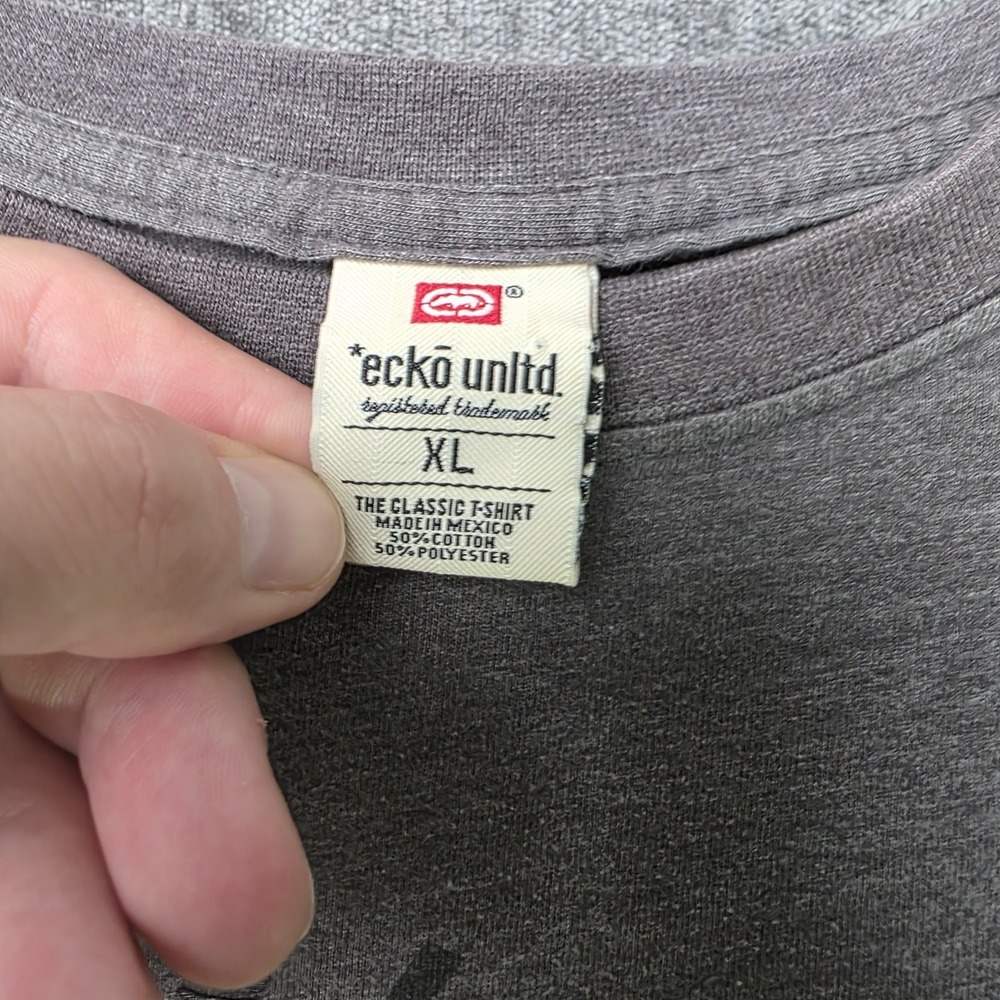 Vtg Y2K Exko Unlimited T Shirt Mens XL Gray Big Classic Logo Polycotton Hip Hop - Picture 4 of 7